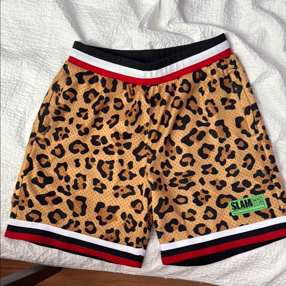 SLAM Men's Leopard Print Athletic Shorts